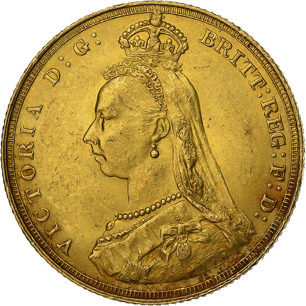 Great Britain, Victoria, Sovereign, 1887, London, Gold, AU(55-58), KM:767