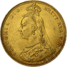 Great Britain, Victoria, Sovereign, 1887, London, Gold, AU(55-58), KM:767