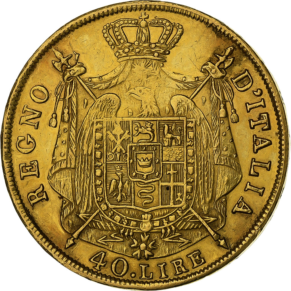 ITALIAN STATES, KINGDOM OF NAPOLEON, Napoleon I, 40 Lire, 1814, Milan, Gold