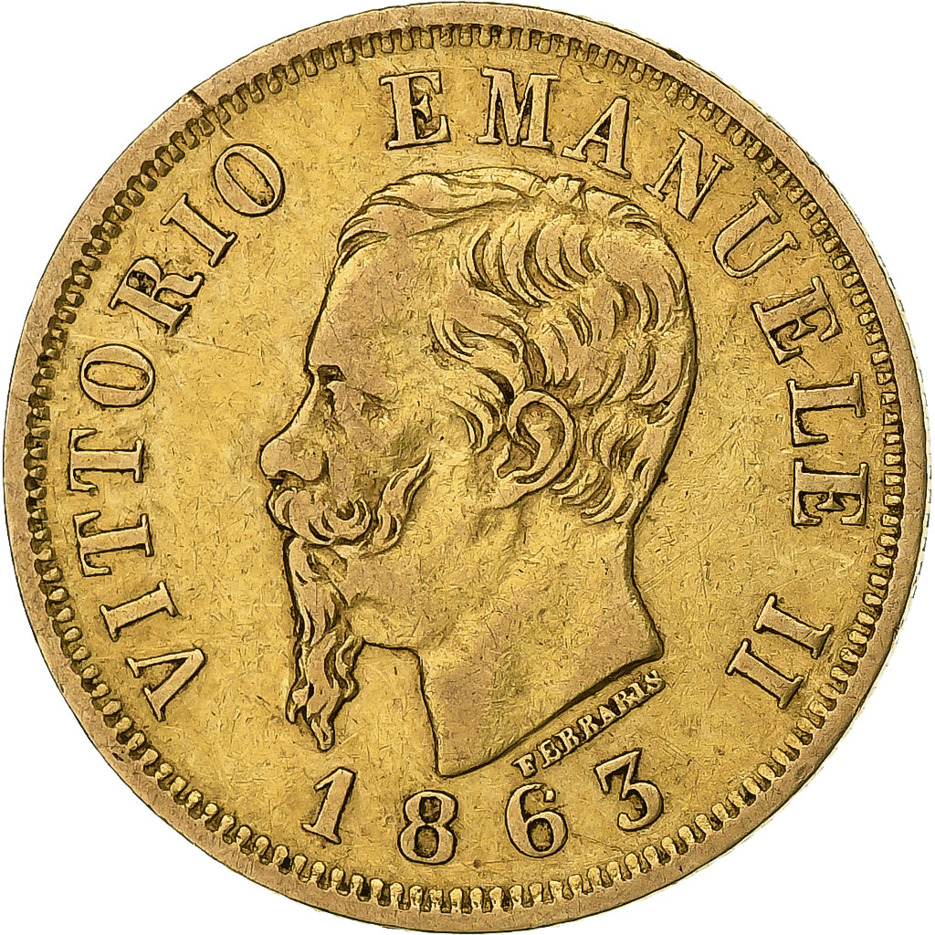 Italy, Vittorio Emanuele II, 10 Lire, 1863, Torino, Gold, VF(30-35), KM:9.3