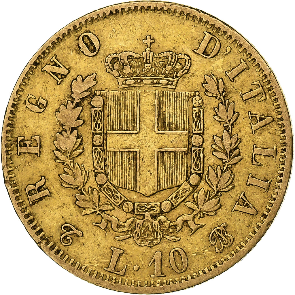 Italy, Vittorio Emanuele II, 10 Lire, 1863, Torino, Gold, VF(30-35), KM:9.3
