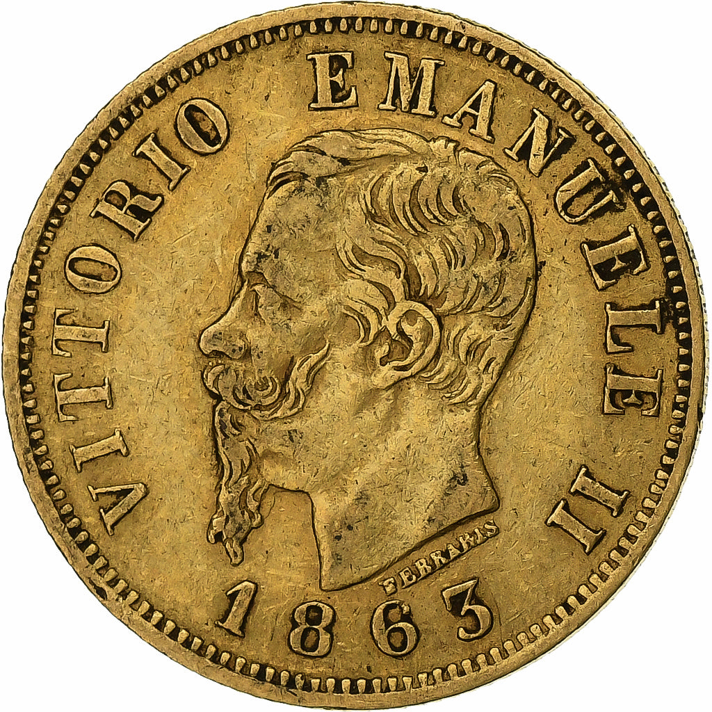 Italy, Vittorio Emanuele II, 10 Lire, 1863, Torino, Gold, EF(40-45), KM:9.3