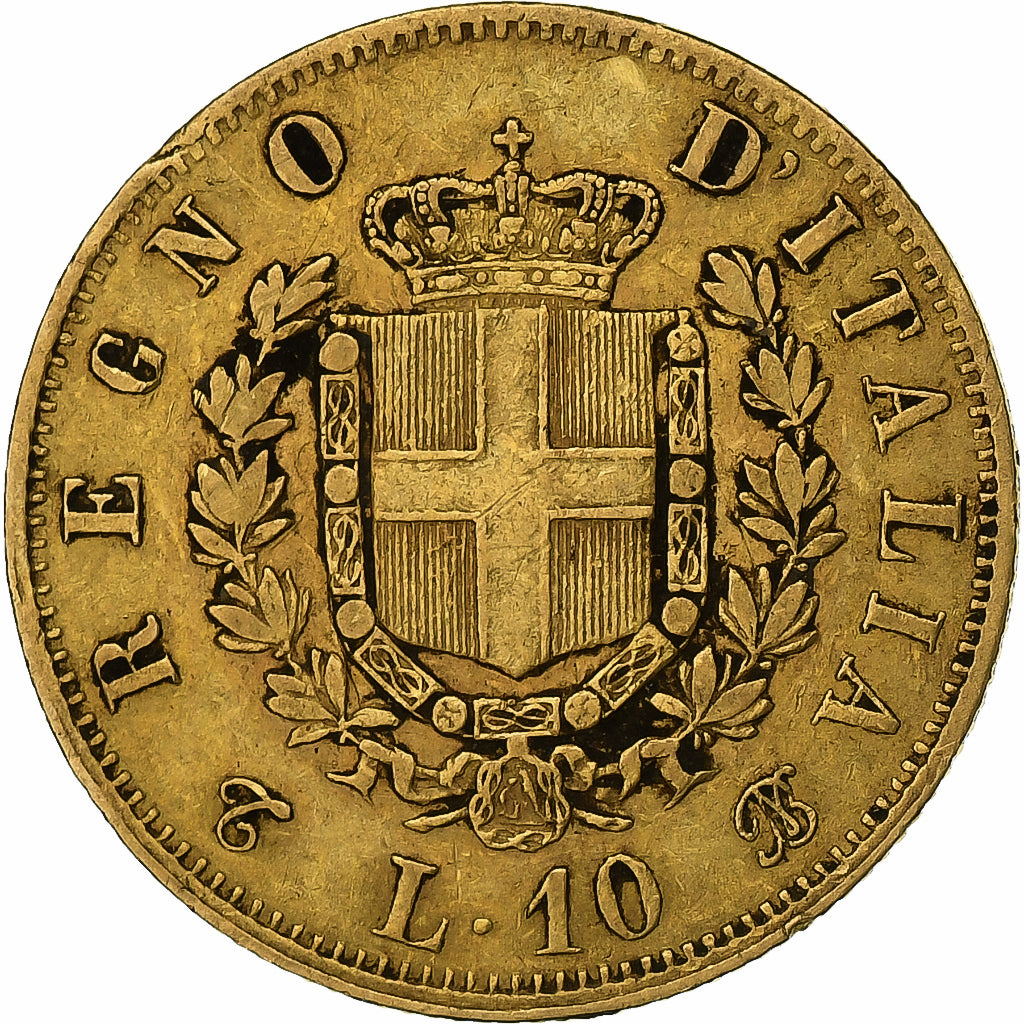 Italy, Vittorio Emanuele II, 10 Lire, 1863, Torino, Gold, EF(40-45), KM:9.3