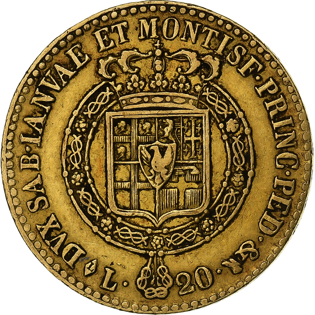 Italy, Vittorio Emanuele I, 20 Lire, 1816, Torino, Gold, EF(40-45)