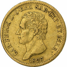 STATI ITALIANI, SARDINIA, Carlo Felice, 20 Lire, 1827, Torino, Oro, SPL-