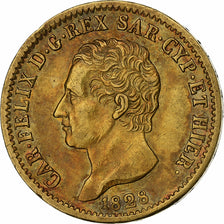 ITALIAN STATES, SARDINIA, Carlo Felice, 20 Lire, 1828, Torino, Gold, AU(55-58)