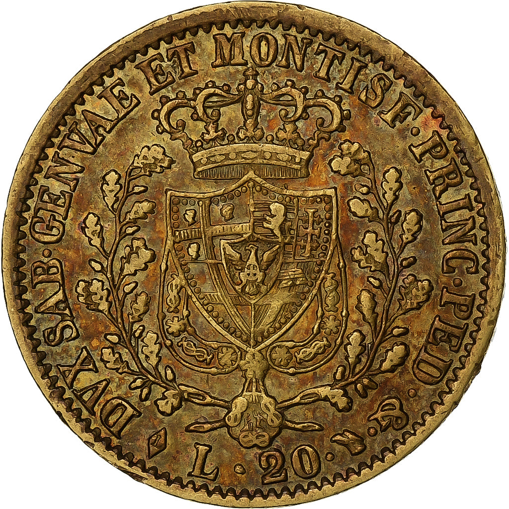 ITALIAN STATES, SARDINIA, Carlo Felice, 20 Lire, 1828, Torino, Gold, AU(55-58)