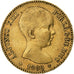 Spagna, Alfonso XIII, 20 Pesetas, 1889, Oro, BB+, KM:693