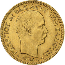 Greece, George I, 20 Drachmai, 1884, Paris, Gold, MS(63), KM:56