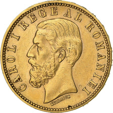 Romania, Carol I, 20 Lei, 1890, Bucharest, Gold, AU(50-53), KM:20