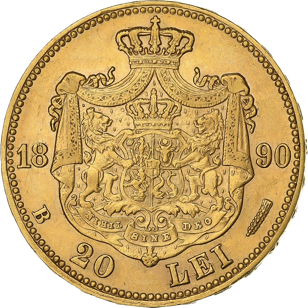 Romania, Carol I, 20 Lei, 1890, Bucharest, Gold, AU(50-53), KM:20