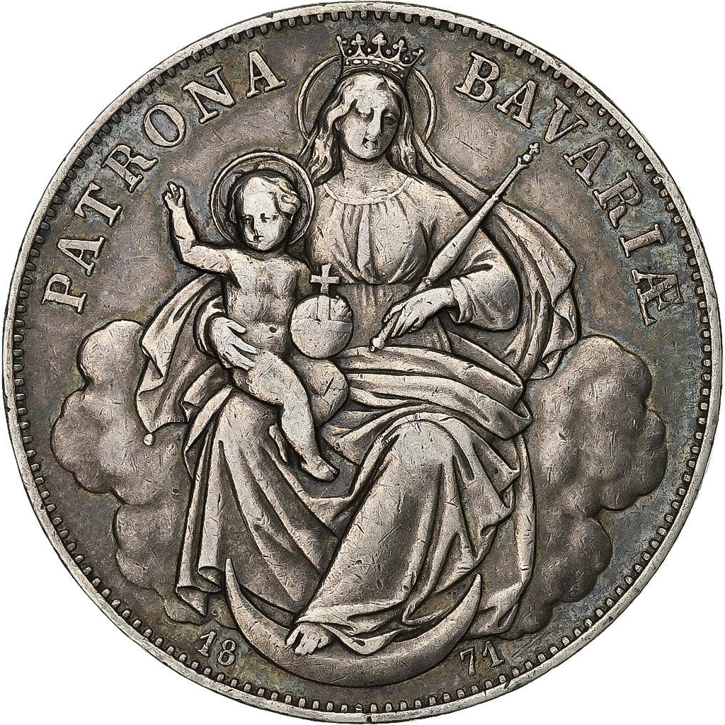 Stati tedeschi, BAVARIA, Ludwig II, Thaler, 1871, Munich, Argento, BB+, KM:877
