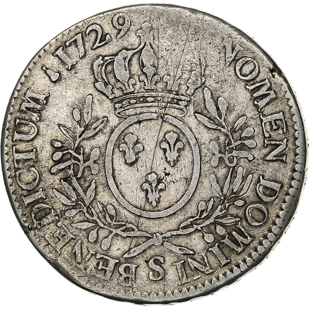 Frankrijk, Louis XV, Ecu aux branches d'olivier, 1729, Reims, Zilver, FR