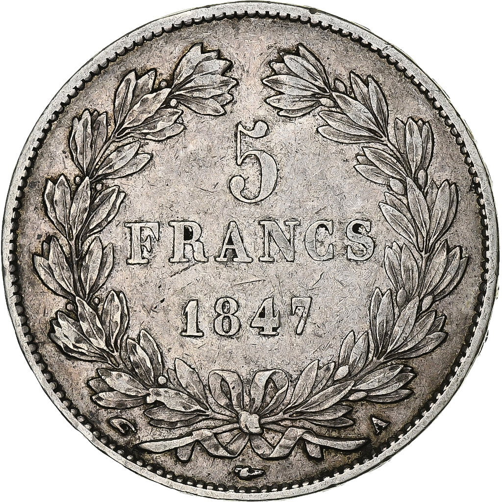 France, 5 Francs, Louis-Philippe, 1847, Paris, Silver, EF(40-45), Gadoury:678a