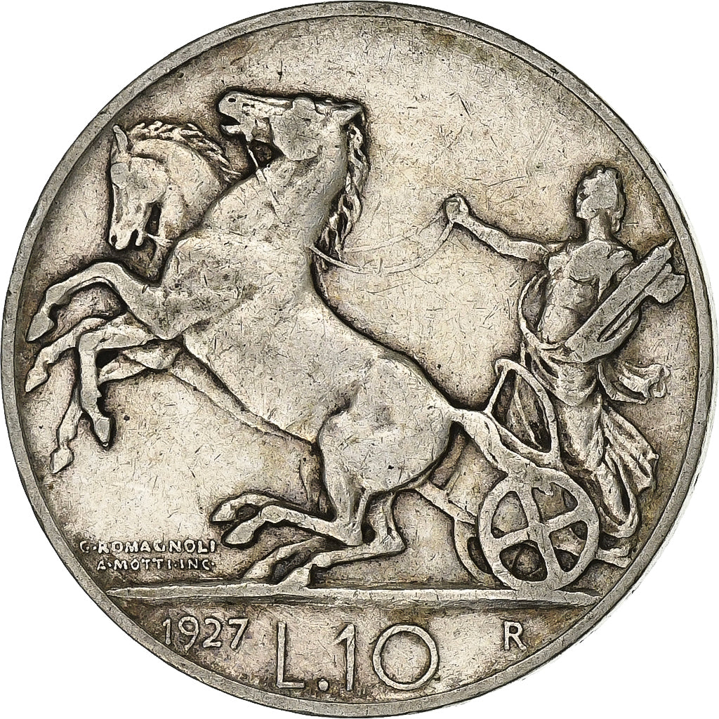 Italy, Vittorio Emanuele III, 10 Lire, 1927, Rome, Silver, EF(40-45), KM:68.2