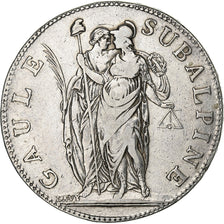 ITALIAN STATES, PIEDMONT REPUBLIC, 5 Francs, 1801, Torino, Silver, VF(30-35)