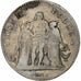France, 5 Francs, Union et Force, AN 6, Bordeaux, Silver, VF(20-25)