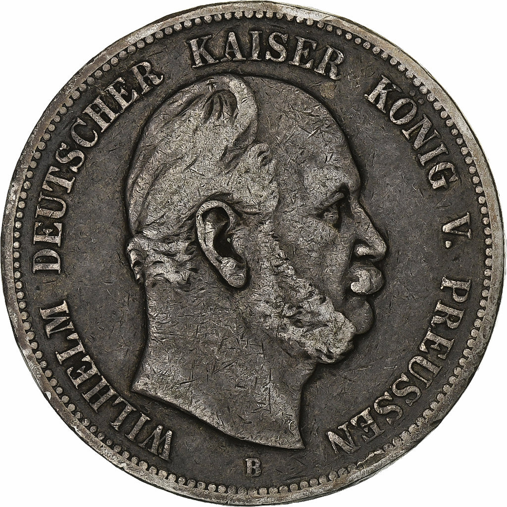 Stati tedeschi, PRUSSIA, Wilhelm I, 5 Mark, 1876, Hanovre, Argento, MB, KM:503