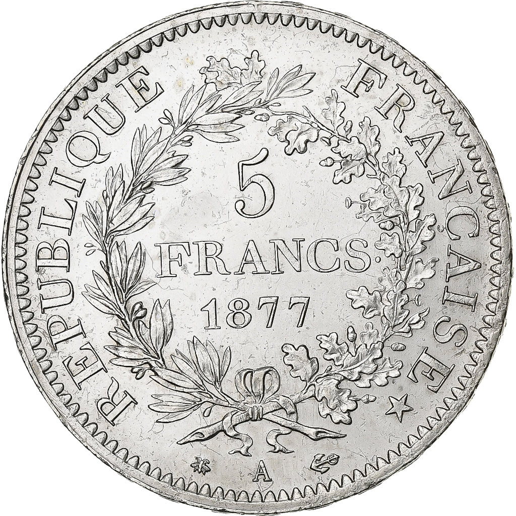 France, 5 Francs, Hercule, 1877, Paris, Rare in this quality, Silver, MS(63)