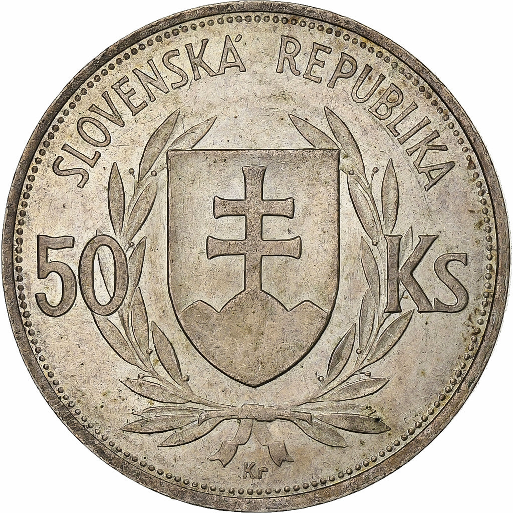 Slovakia, 50 Korun, 1944, Silver, AU(50-53), KM:10