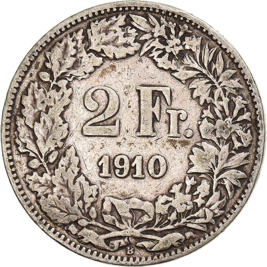 Suisse, 2 Francs, Helvetia, 1910, Bern, Argent, TB, KM:21