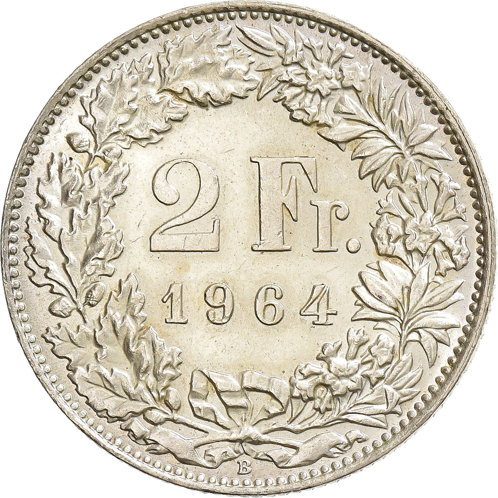 Suisse, 2 Francs, 1964, Bern, Argent, SPL, KM:21