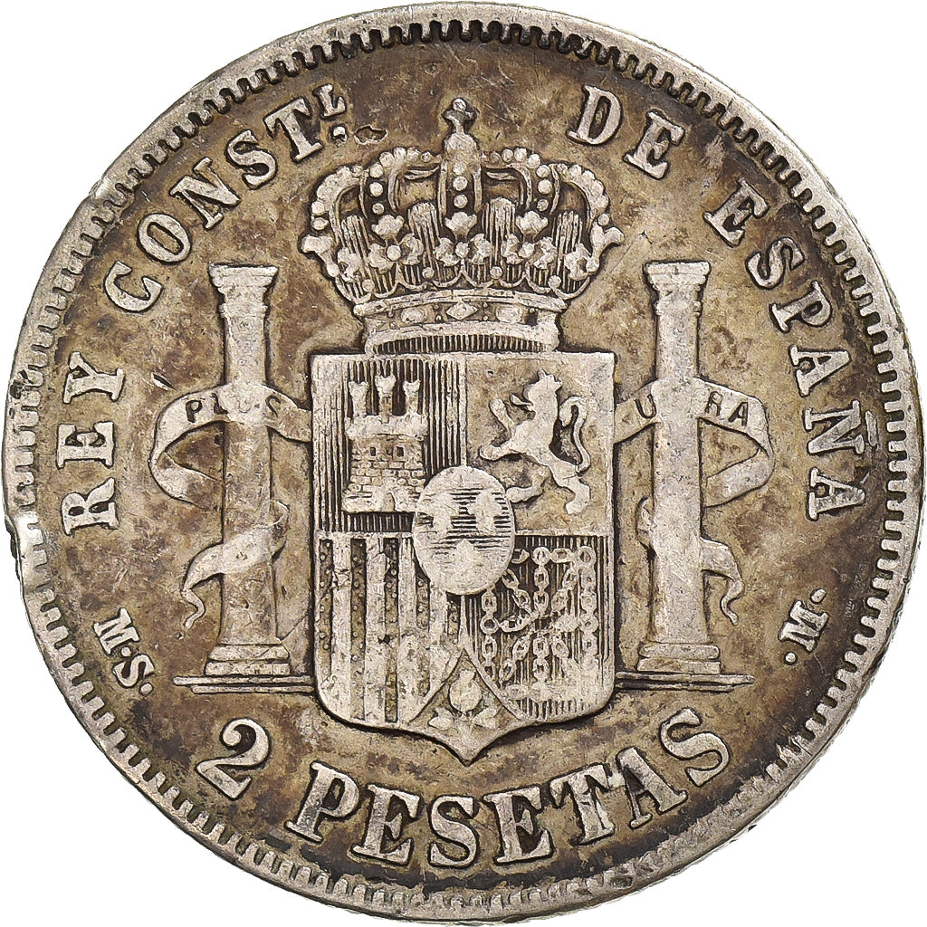 Spain, Alfonso XII, 2 Pesetas, 1881, Madrid, Silver, VF(30-35), KM:678.2