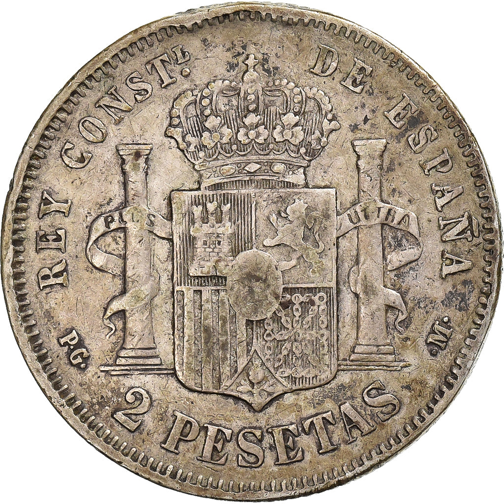 Spanje, Alfonso XIII, 2 Pesetas, 1892, Madrid, Zilver, ZF, KM:692