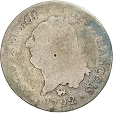 França, Louis XVI, 30 Sols, 1792 / AN 4, Paris, Prata, VG(8-10), Gadoury:39