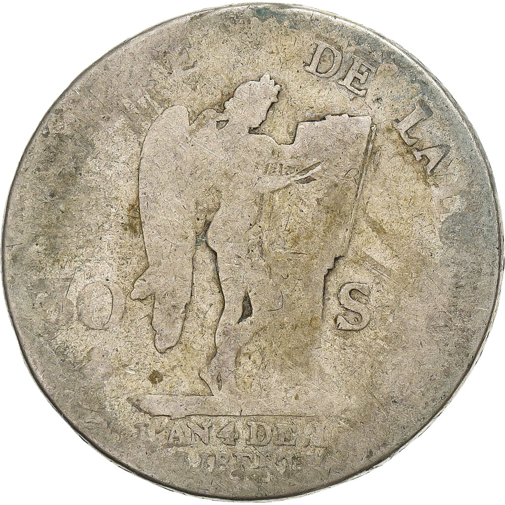 França, Louis XVI, 30 Sols, 1792 / AN 4, Paris, Prata, VG(8-10), Gadoury:39