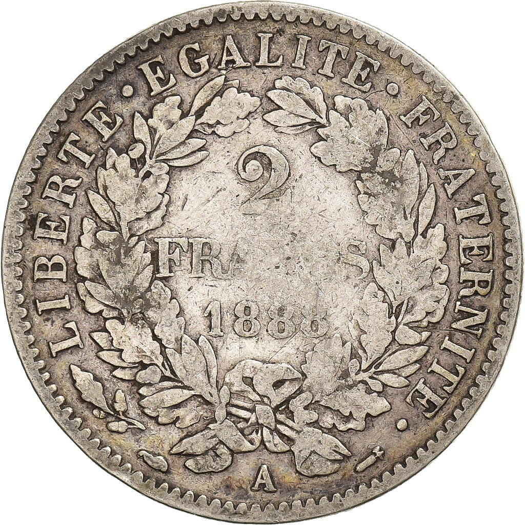 Frankreich, Cérès, 2 Francs, 1888, Paris, S, Silber, KM:817.1, Gadoury:530a