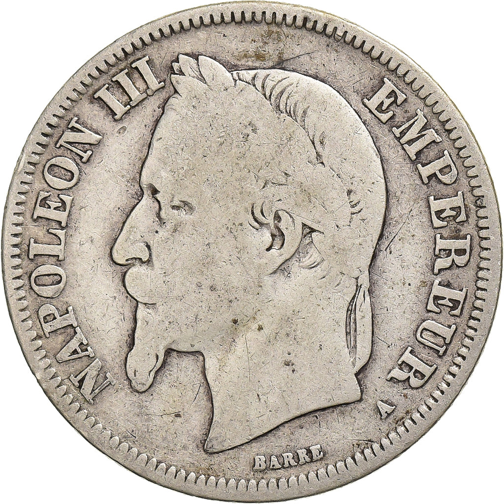 Frankrijk, Napoleon III, 2 Francs, Napoléon III, 1866, Paris, Zilver, ZG+