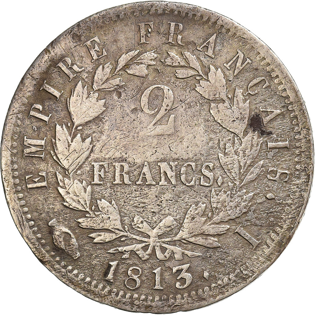 Francia, 2 Francs, Napoléon I, 1813, Limoges, Argento, MB, KM:693.7