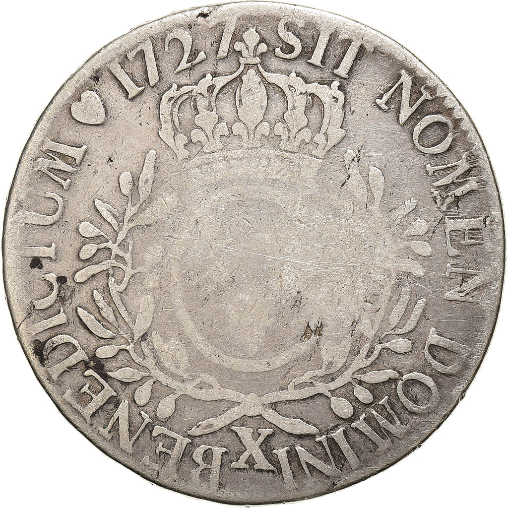 France, Louis XV, Ecu, Écu aux branches d'olivier, 1727, Amiens, Silver