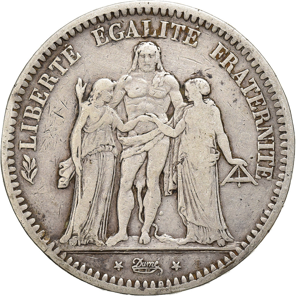 Frankrijk, 5 Francs, Hercule, 1848, Lyon, Zilver, FR, KM:756.3