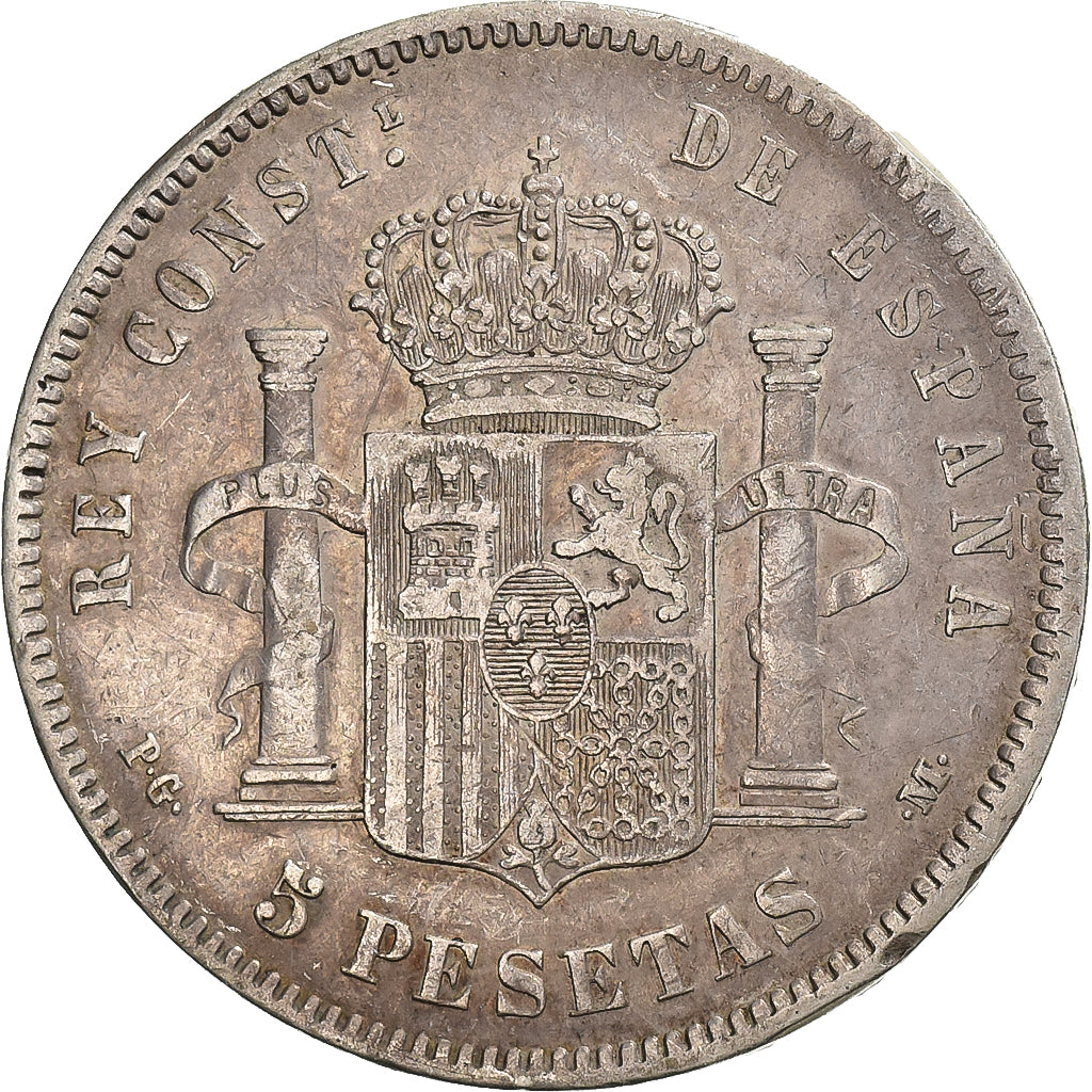 Espanha, Alfonso XIII, 5 Pesetas, 1892, Madrid, Prata, VF(30-35), KM:700