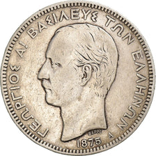 Greece, George I, 5 Drachmai, 1875, Paris, Silver, VF(30-35), KM:46