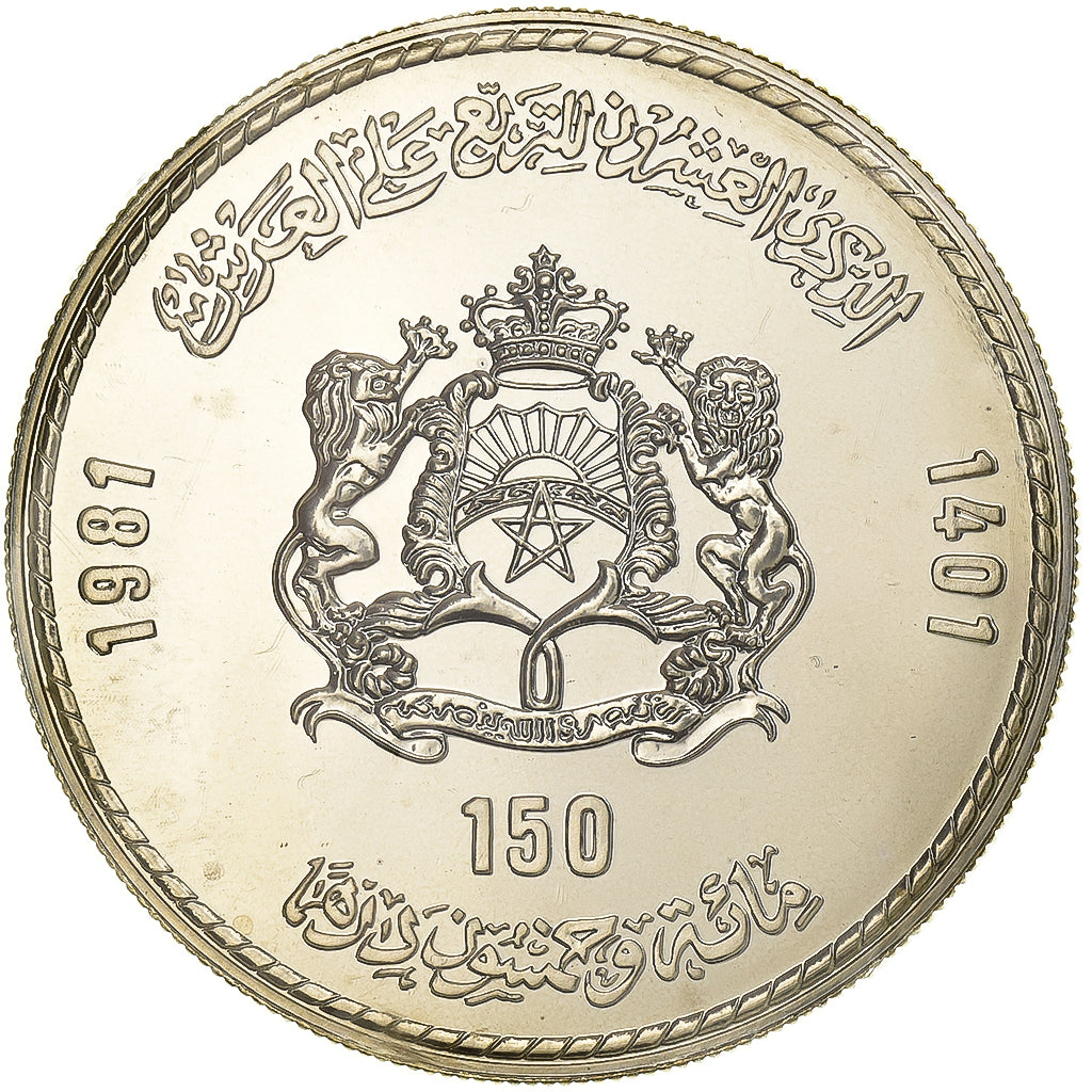 Marokko, al-Hassan II, 150 Dirhams, 1981, Silber, STGL, KM:73