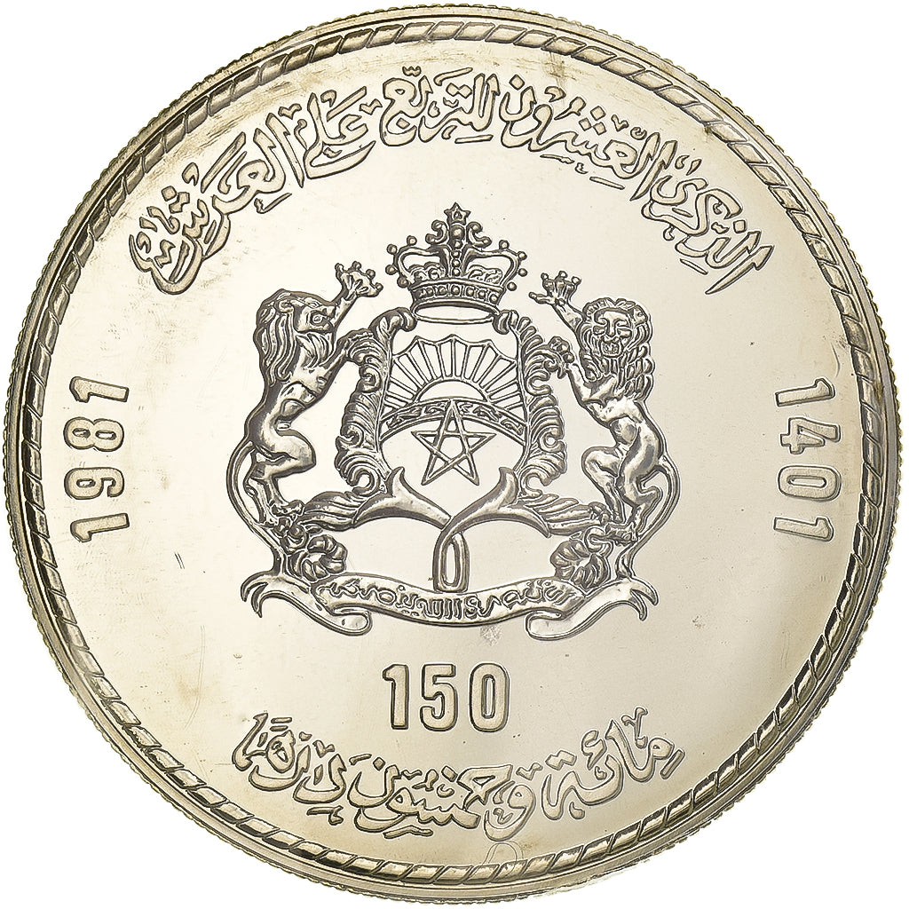 Marocco, al-Hassan II, 150 Dirhams, 1981, Argento, FDC, KM:73
