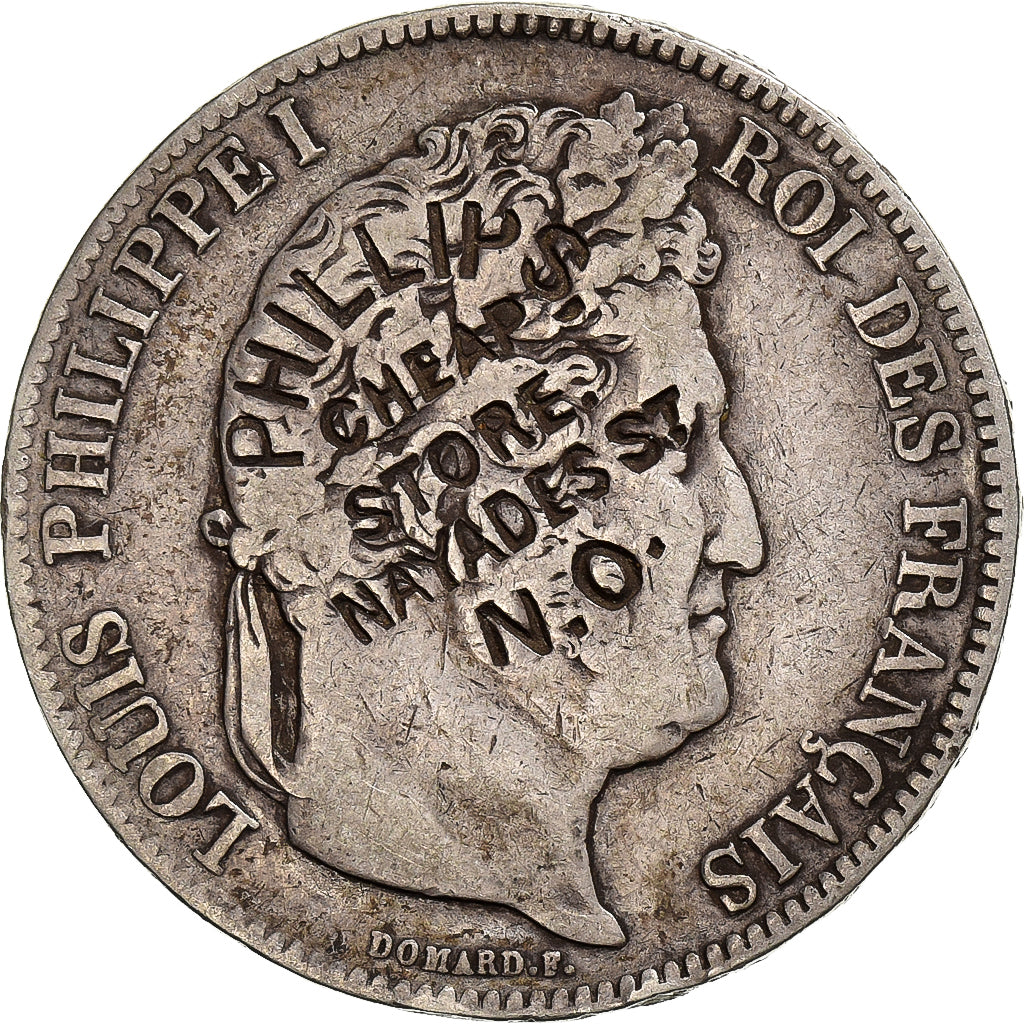 France (USA), 5 Francs countermarked 