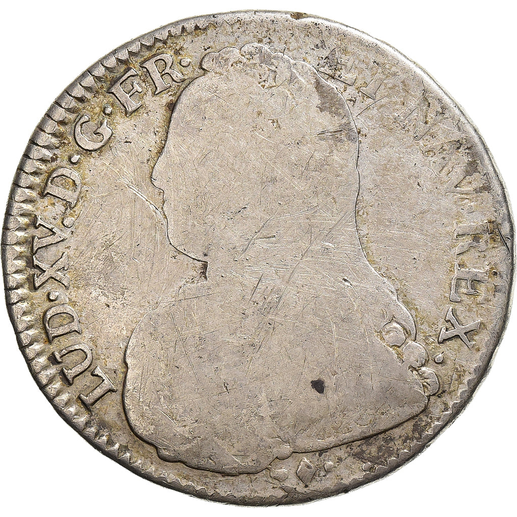France, Louis XV, 1/2 Ecu aux branches d'olivier, 1730, Bayonne, Argent, B+