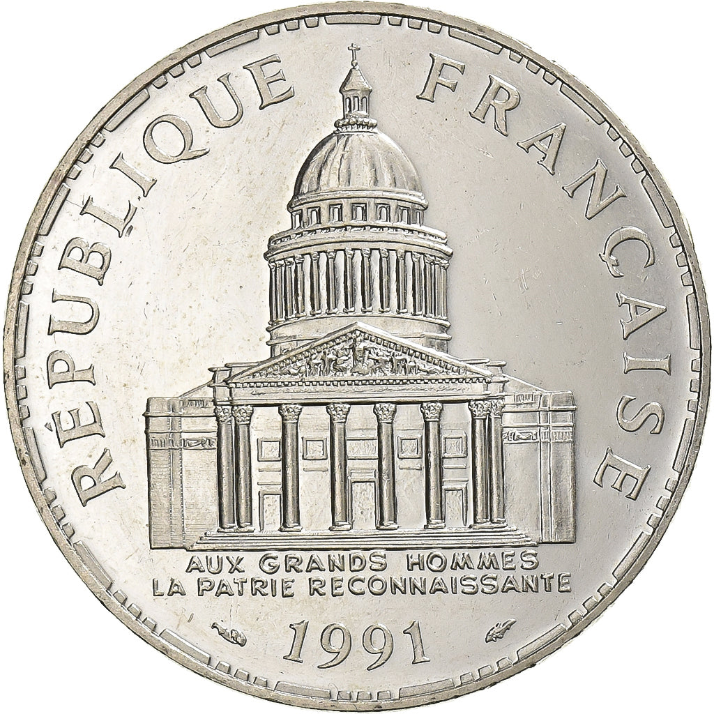 Francia, 100 Francs, Panthéon, 1991, Paris, Plata, SC, KM:951.1