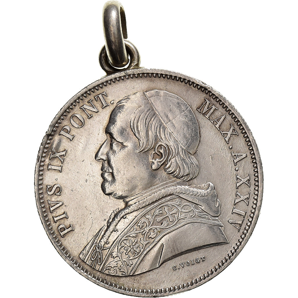 STATI ITALIANI, PAPAL STATES, Pius IX, 5 Lire, 1870, Rome, Argento, BB+, KM:1385