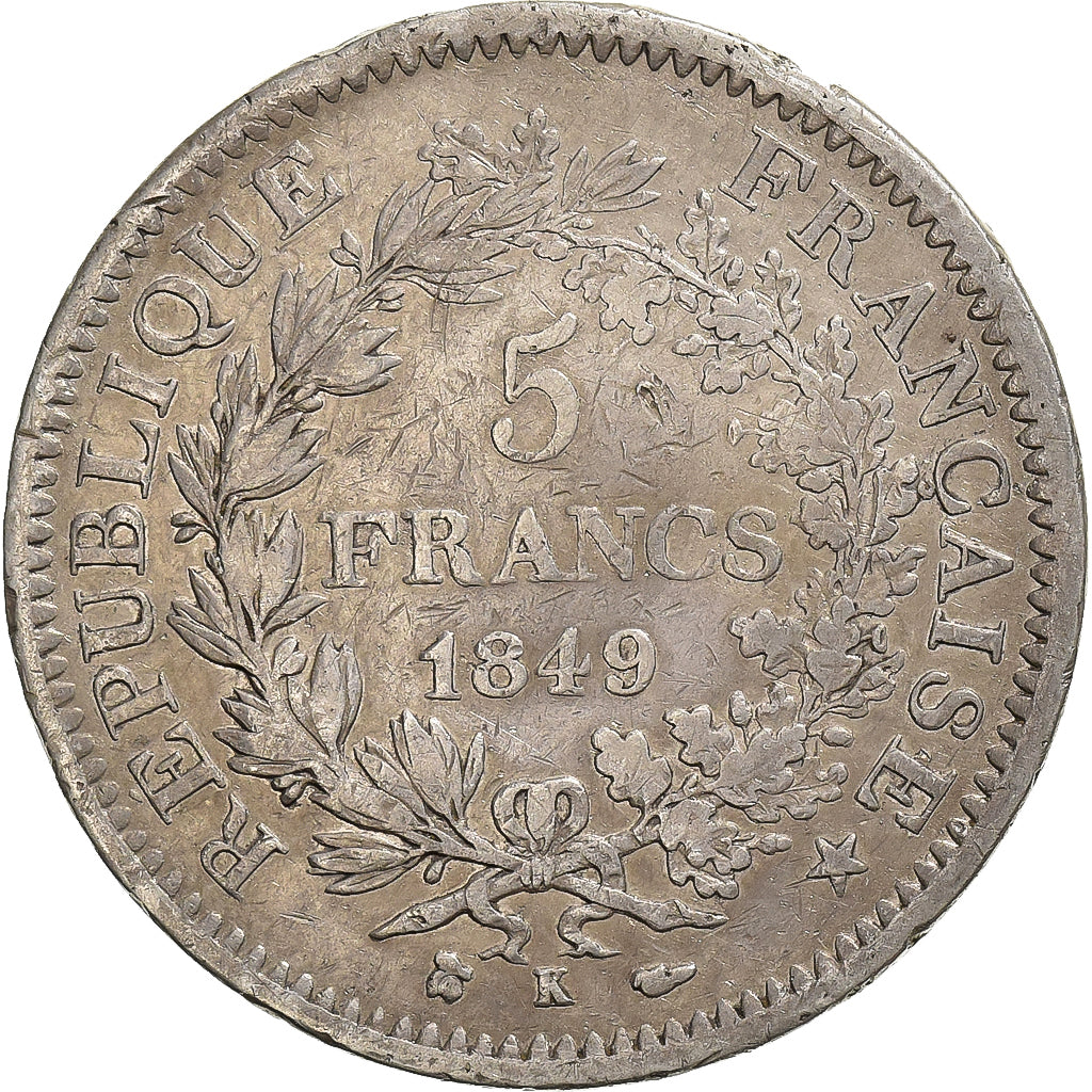 France, 5 Francs, Hercule, 1849, Bordeaux, Argent, TB, Le Franc:F.326, KM:756.4