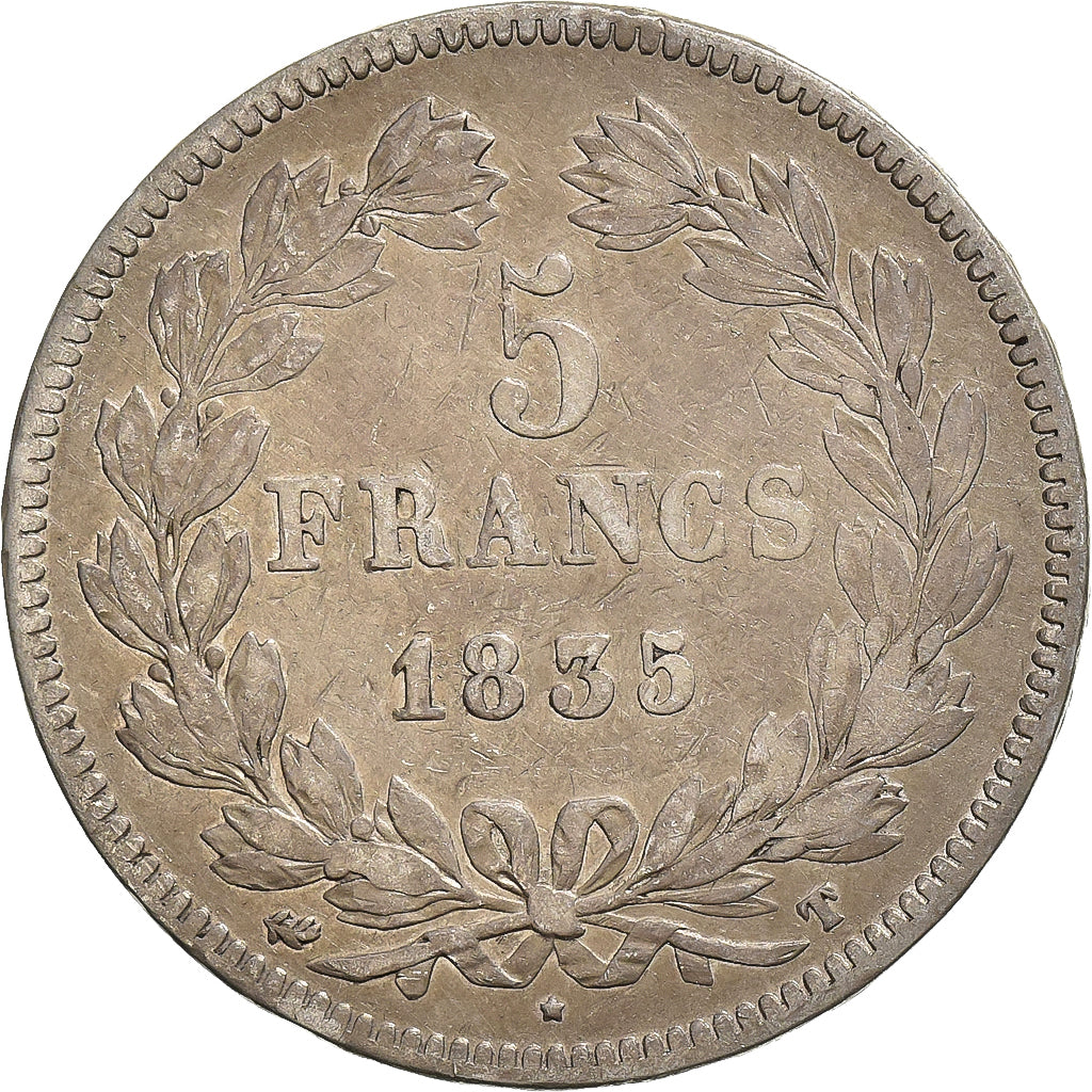 France, 5 Francs, Louis-Philippe, 1835, Nantes, Silver, VF(30-35), Gadoury:678
