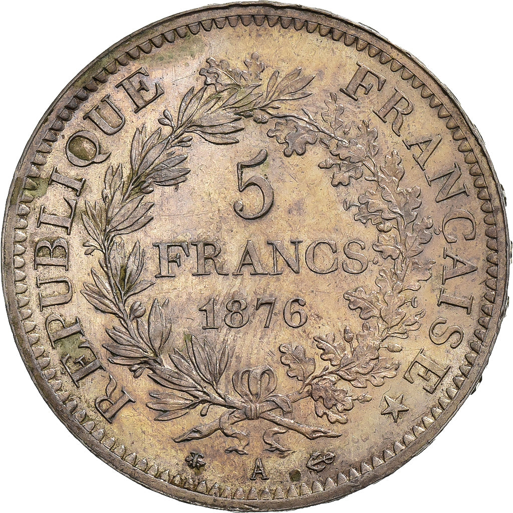 France, 5 Francs, Hercule, 1876, Paris, Argent, SUP, Gadoury:745a, KM:820.1