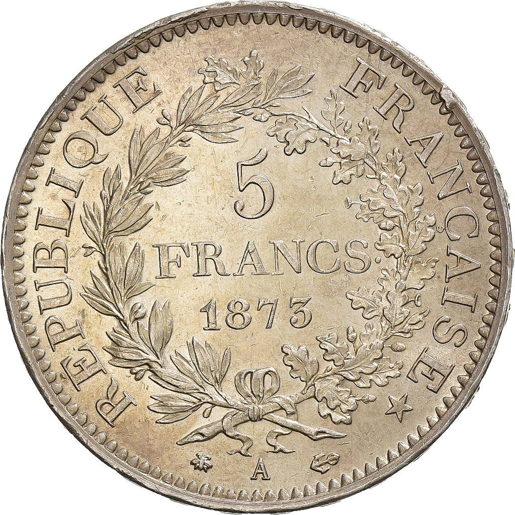 France, 5 Francs, Hercule, 1873, Paris, Silver, MS(60-62), KM:820.1