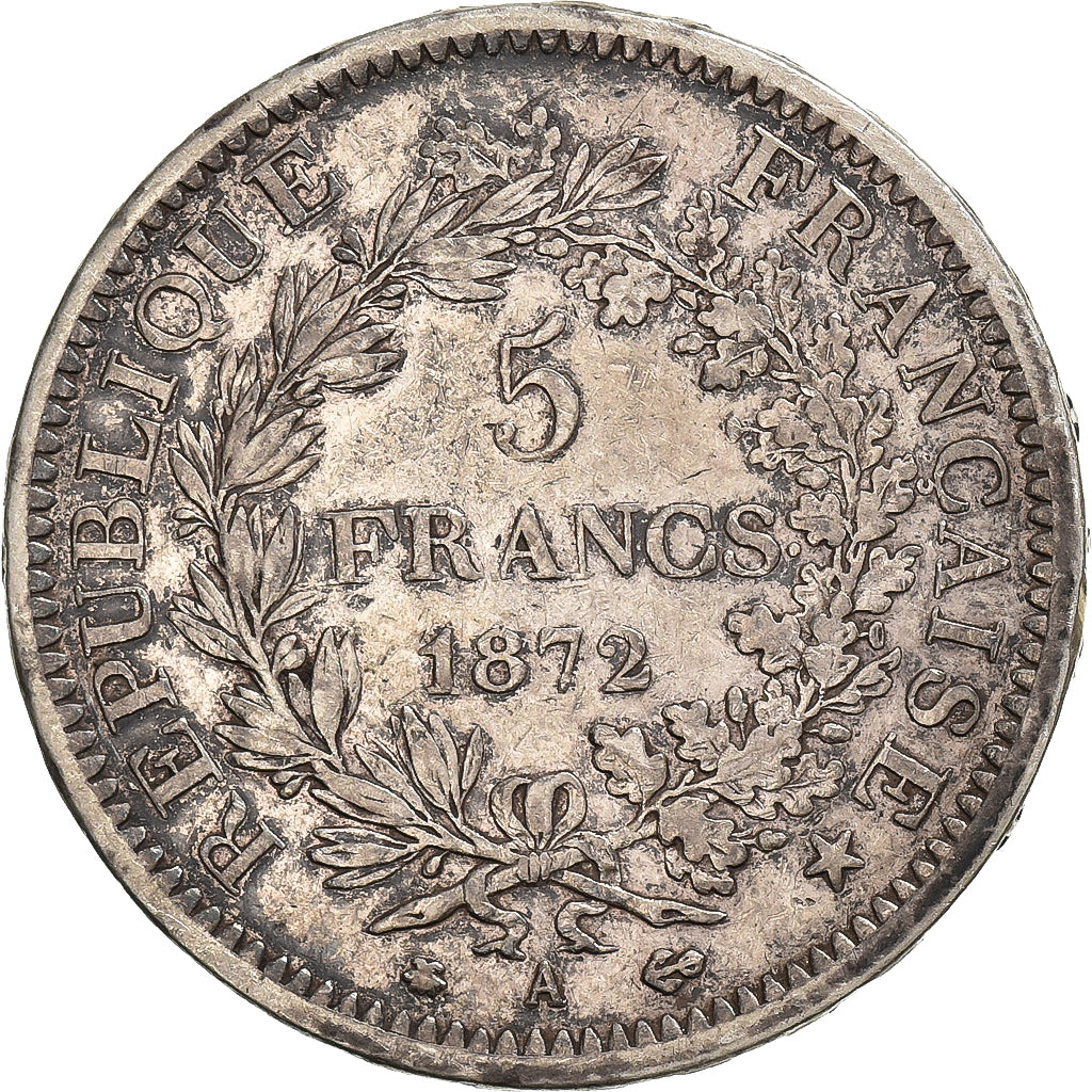 Frankreich, 5 Francs, Hercule, 1872, Paris, Silber, S+, Gadoury:745a, KM:820.1