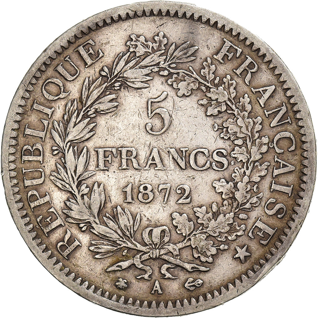 Frankreich, 5 Francs, Hercule, 1872, Paris, Silber, S+, Gadoury:745a, KM:820.1
