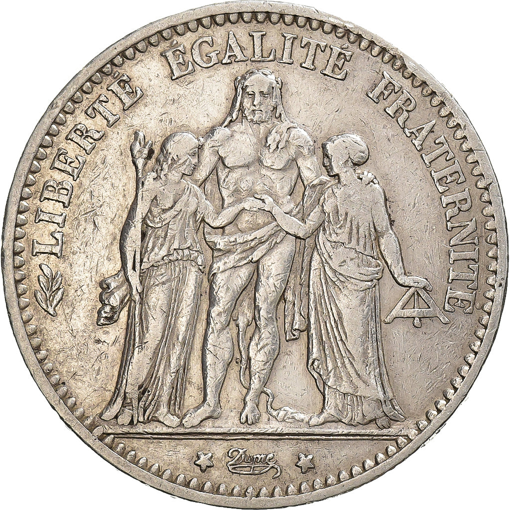 Frankrijk, 5 Francs, Hercule, 1875, Paris, Petit A, Zilver, FR+, Gadoury:745a